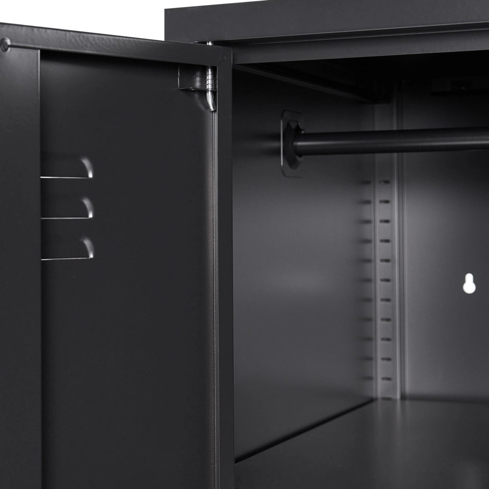 Armadio Portaoggetti Home Office Acciaio nero 2 Ante 4 Ripiani Design Industriale