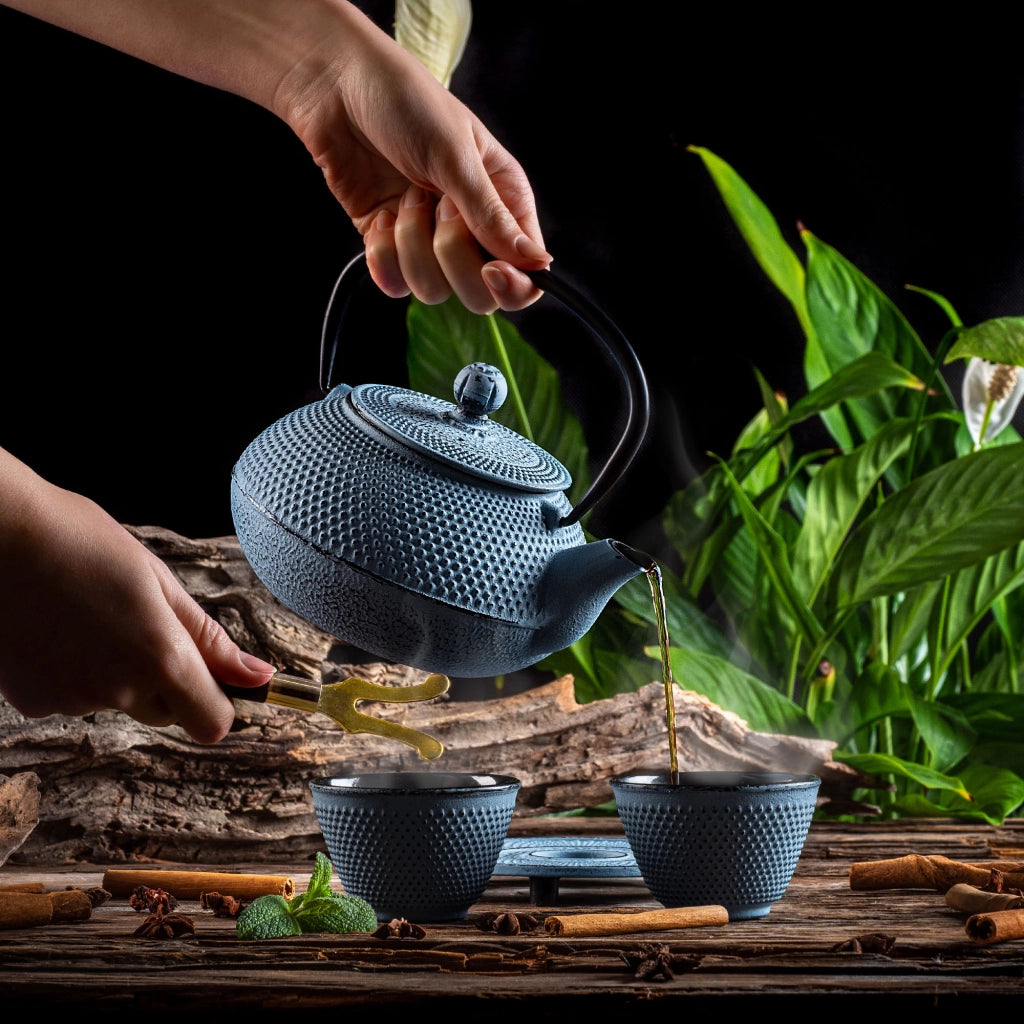 Teiera in ghisa KADAX con infusore per tisane, 850 ml, colore blu.