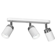 Barra 3 spot orientabili GU10 15W bianco/cromo Reno
