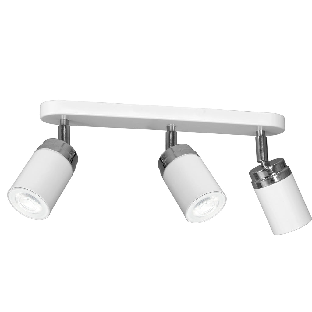Barra 3 spot orientabili GU10 15W bianco/cromo Reno