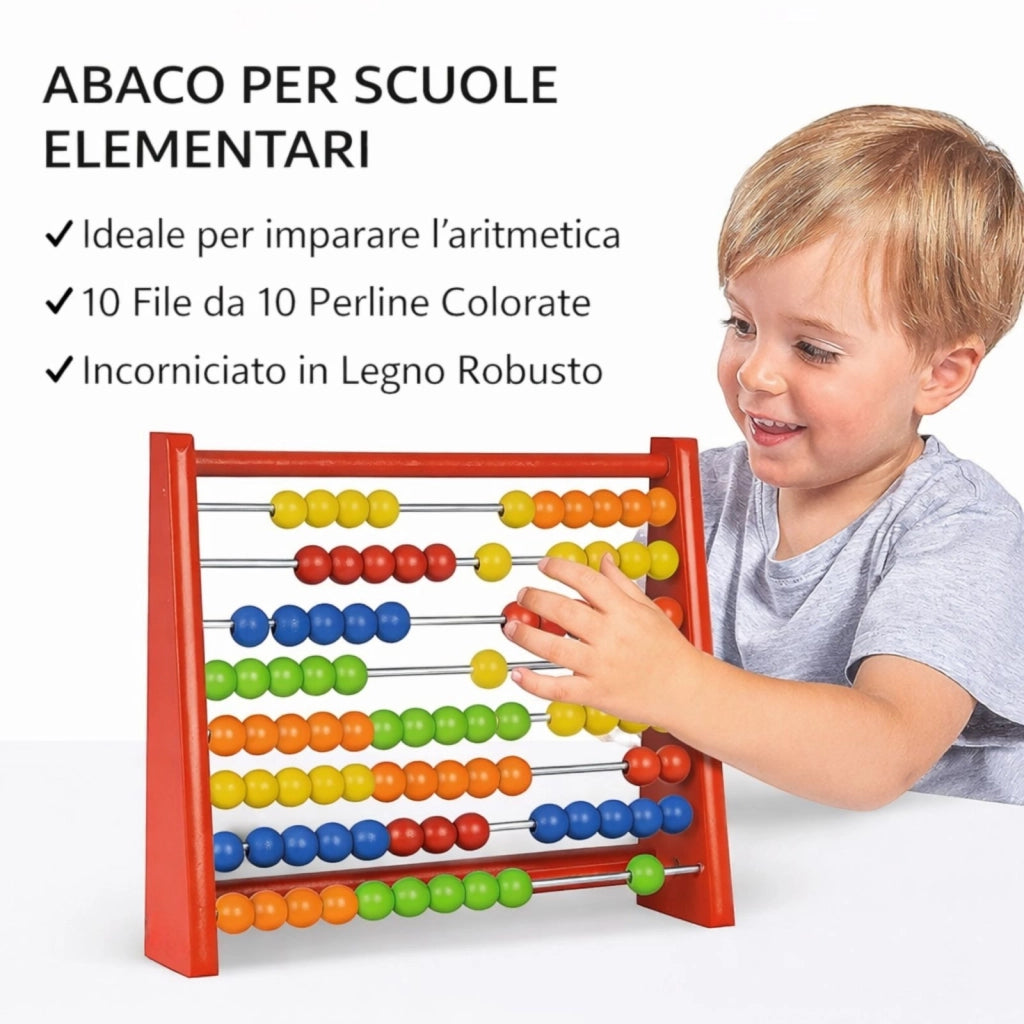 Pallottoliere Abaco per Bambini in Legno Gioco Educativo Palline Colorate, Colore Casuale 53566