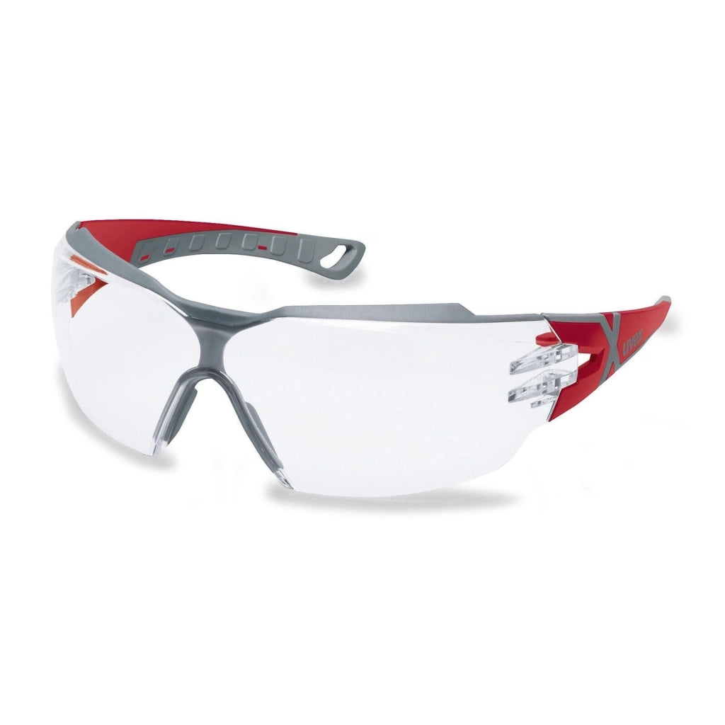 Uvex 9198258 Pheos CX2 Occhiali di Sicurezza Policarbonato UV400 Antigraffio Antiappannante EN166 EN170 colore Grigio Rosso