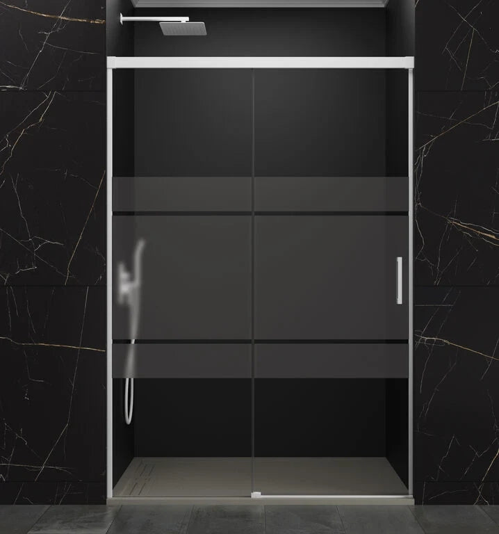 Box doccia frontale BASIC 1 fisso + 1 scorrevole 150-155 cm (61-66) bianco opaco vetro frost