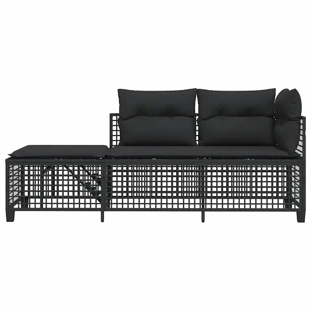 Set Divani ad Angolo 3 pz con Cuscini in Polyrattan Nero 365444