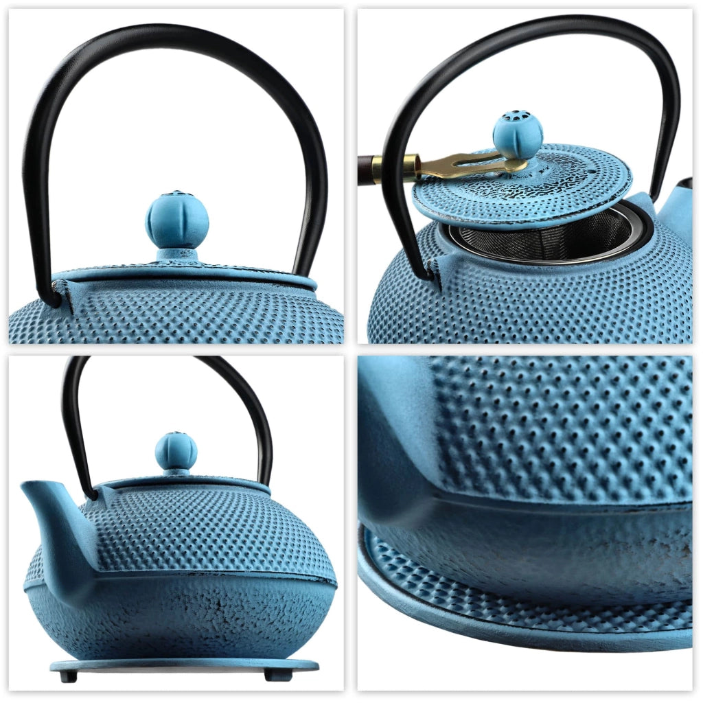 Teiera in ghisa KADAX con infusore per tisane, 850 ml, colore blu.