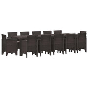 Set da Pranzo per Giardino 13 pcs Marrone e taupe Poly Rattan