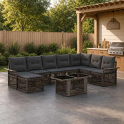 Set Divano da Giardino 9 pz Grigio e Grigio Scuro polyrattan 3436682