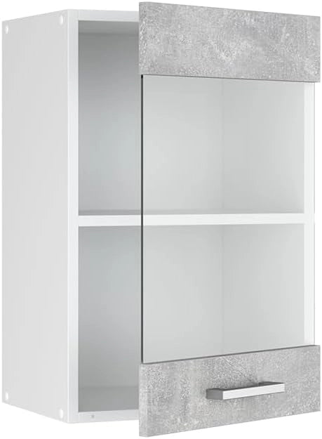Mobile da cucina in vetro R-Line, Calcestruzzo, 40 cm, per la libera combinazione all'interno di sistemi cucina modulari