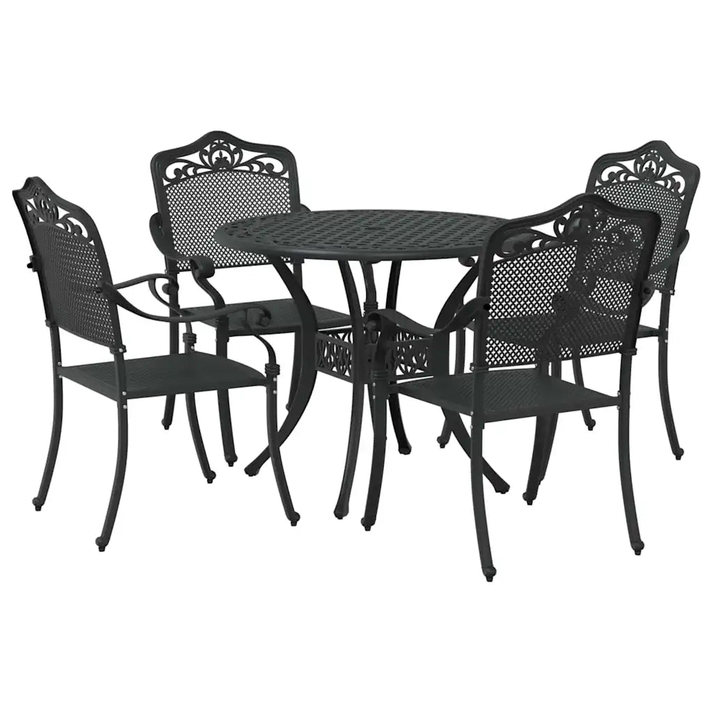 Set da Pranzo per Giardino 5 pcs Nero Alluminio 3334701
