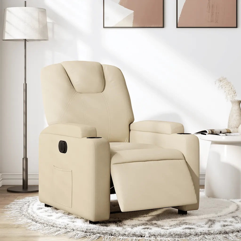 Poltrona Elettrica Reclinabile Crema in Tessuto