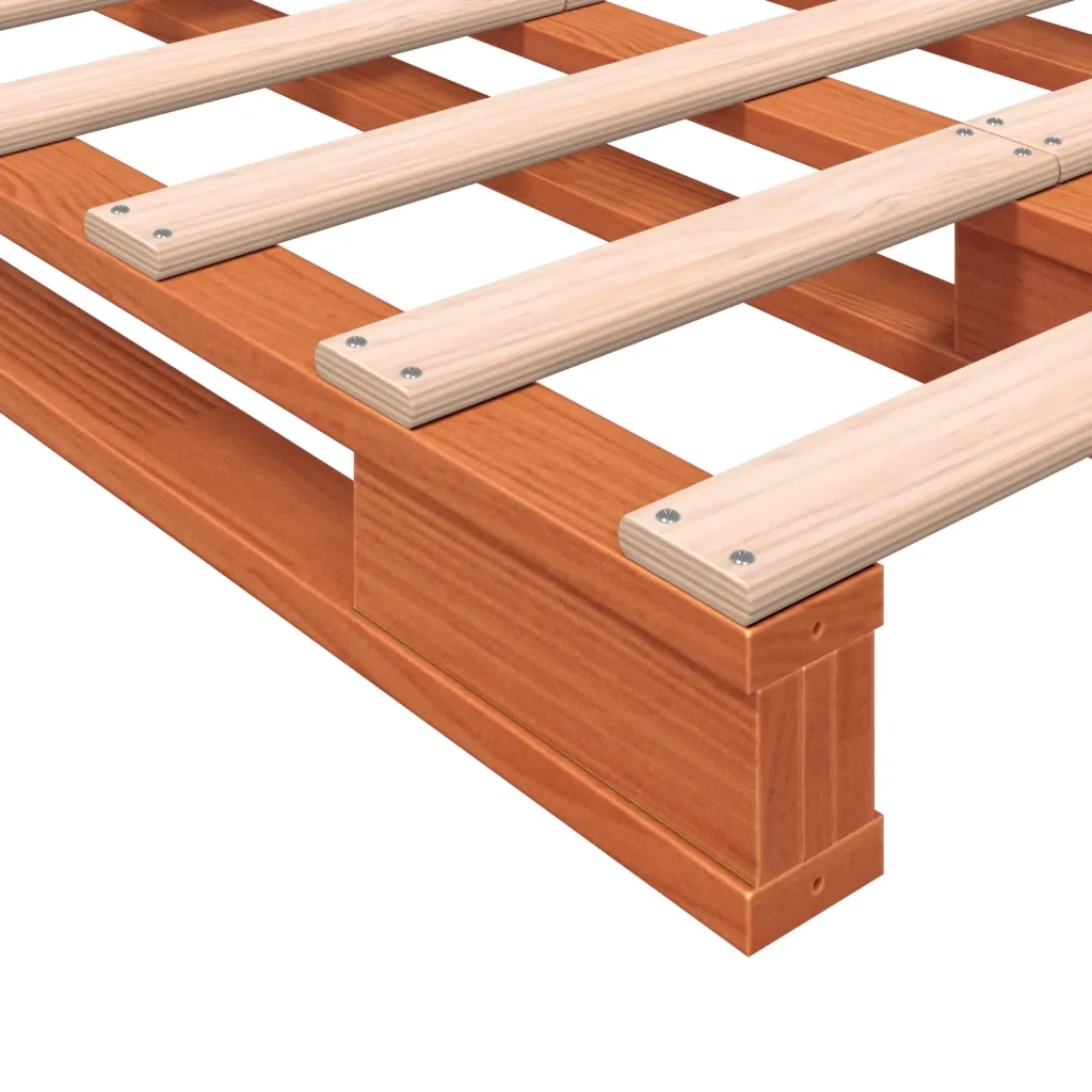 Letto Pallet Marrone Cera 140x200 cm in Legno Massello di Pino 844455