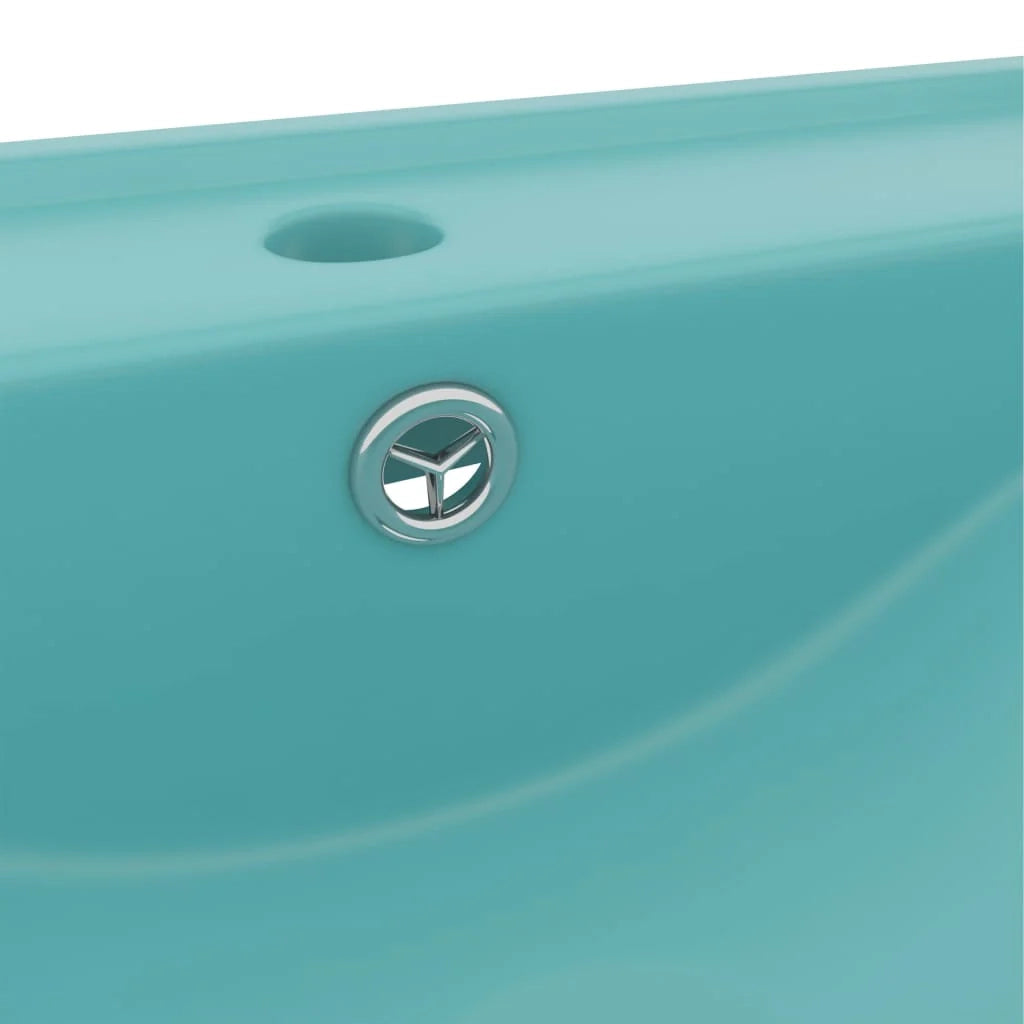 Lavabo con foro per rubinetto lavabo da appoggio lavabo da bagno cucina arredamento per la casa 60 x 46 cm ceramica verde chiaro opaco 02_0002766