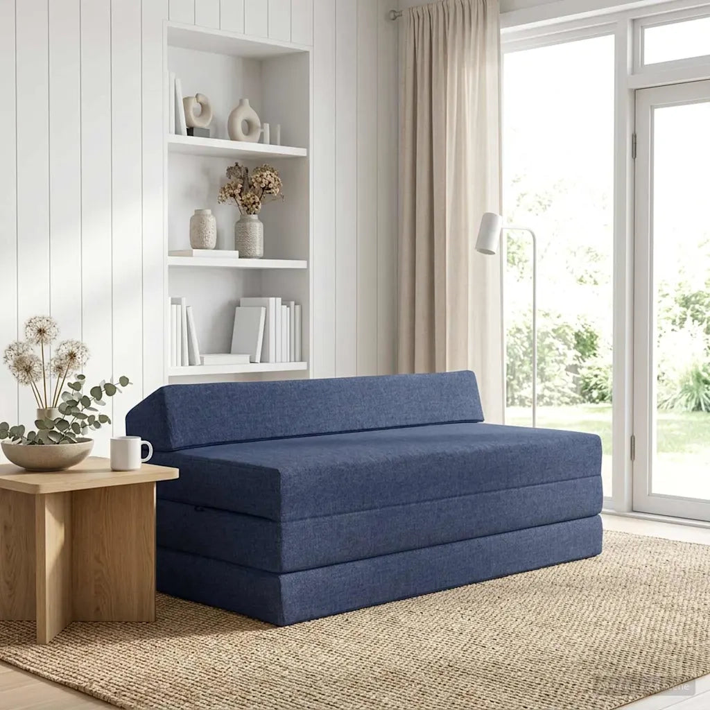 Divano Letto Pieghevole Blu 120 x 60 x 49 cm Tessuto