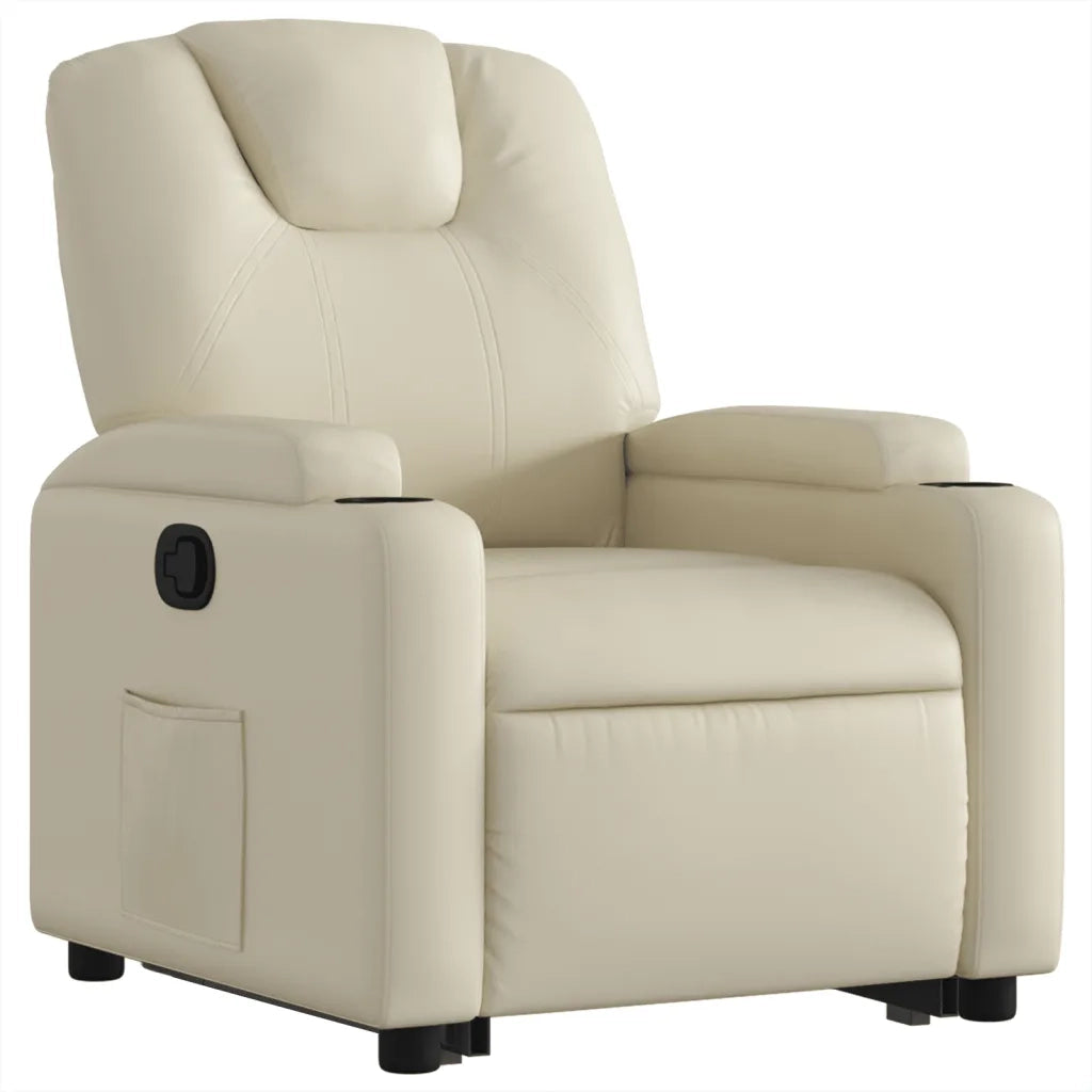 Poltrona Alzapersona Reclinabile Crema in Similpelle 3204431