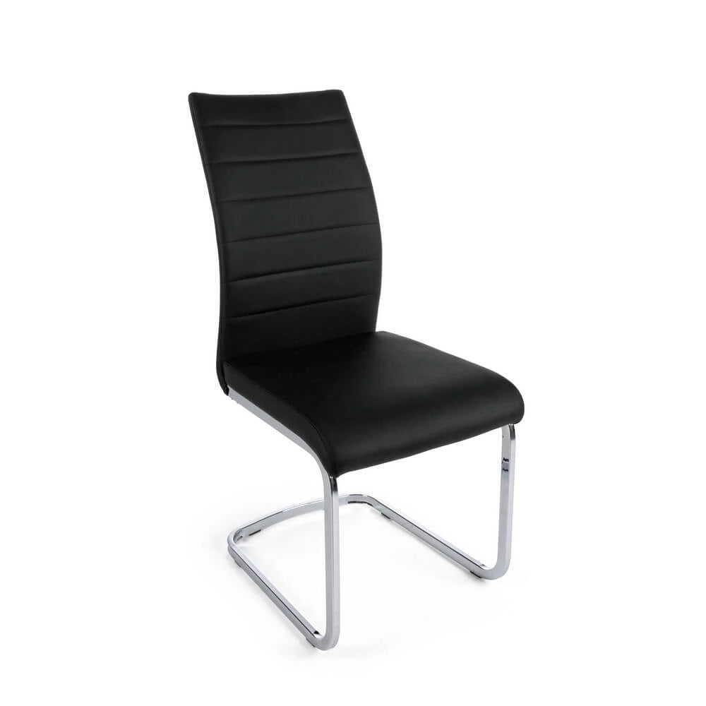 Set di 4 Sedie da Pranzo in Similpelle con Gambe Cromate - NEXTWAVE