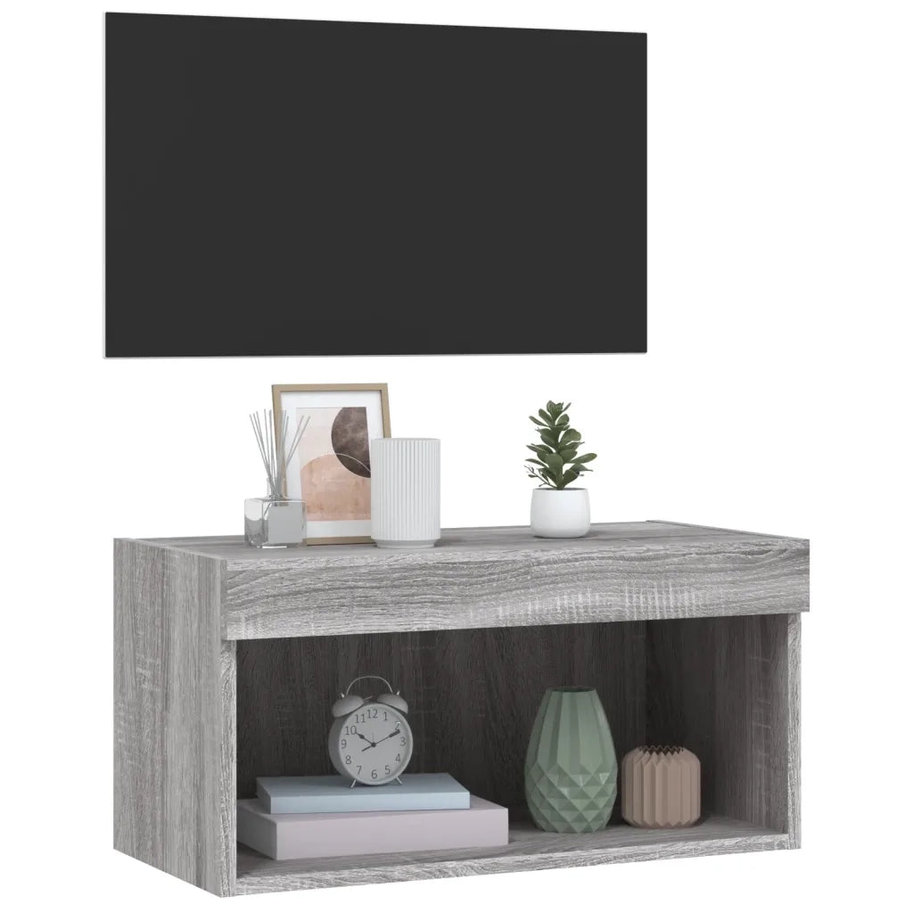 Mobile Porta TV con Luci LED Grigio Sonoma 60x30x30 cm 837137