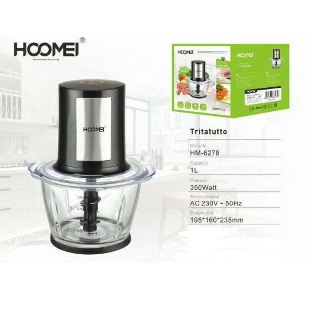 Trade Shop - Tritatutto 1 Litro 350w Robot Cucina Trita Verdure Elettrico Hoomei Hm-6278 -