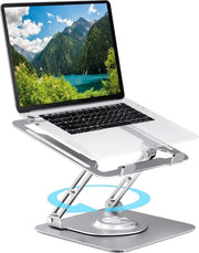 Altopiano per Laptop 360° con Base Rotante, Regolabile e Pieghevole, Portatile in Alluminio, per Macbook Pro e Altri Notebook e Tablet da 10 a 17" Argento