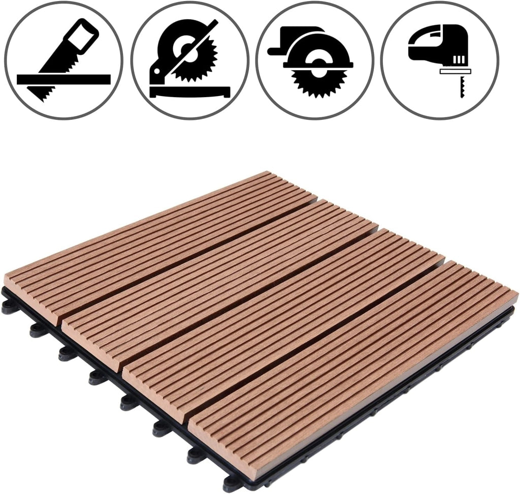 Piastrelle da Giardino in WPC 4m² Mattonelle 30x30cm Sauna Terrazza Esterno Terracotta 44 pz