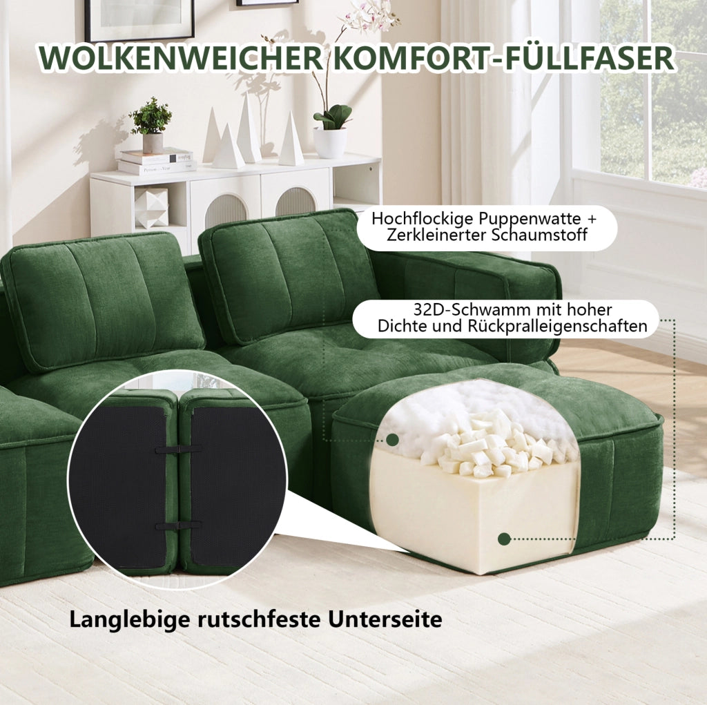 Divano modulare 2 posti senza struttura 198x93x67 cm in poliestere verde; senza montaggio