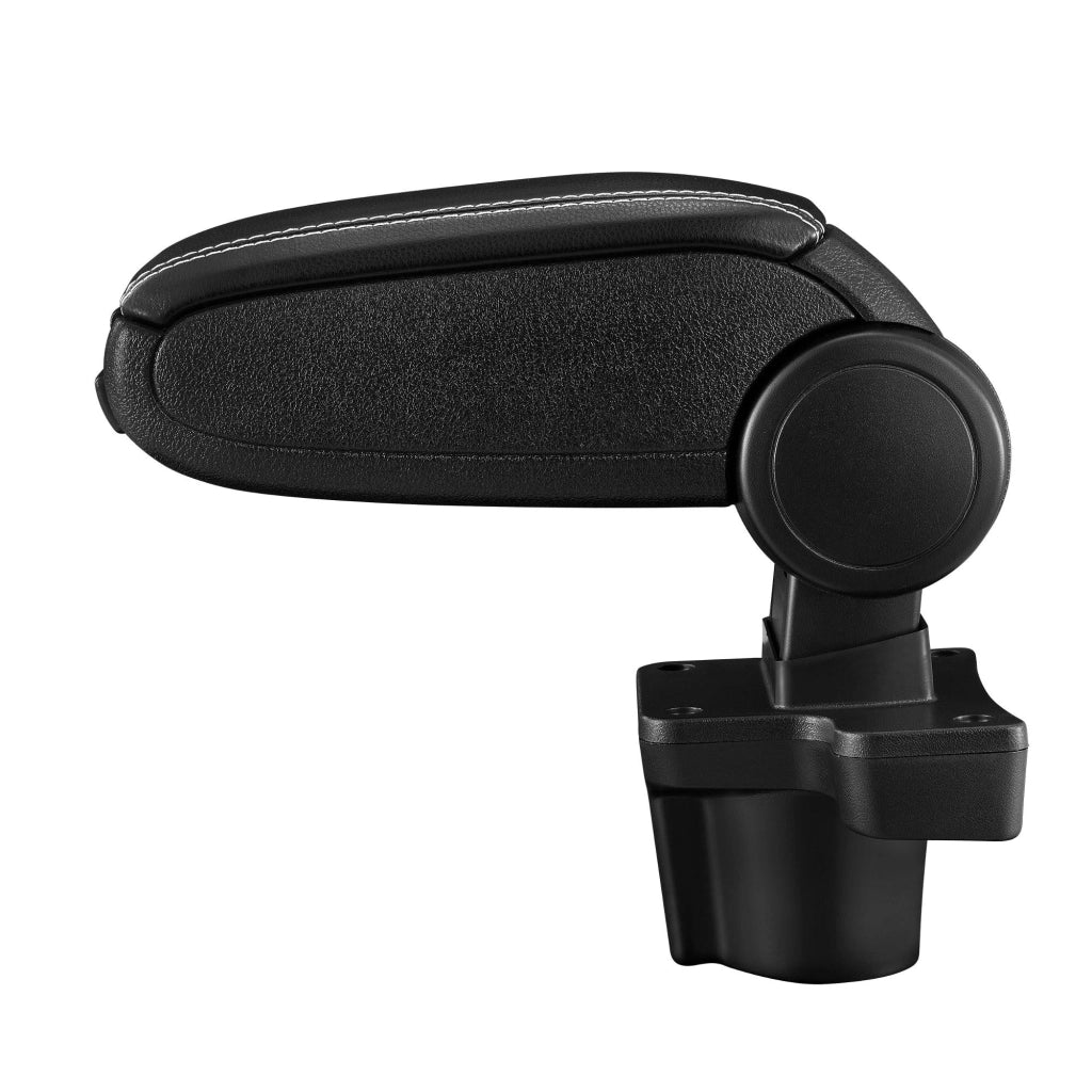 Bracciolo centrale per Mazda 2 (tipo DJ) con scomparto imbottito in similpelle nera con cuciture bianche 03_0000510