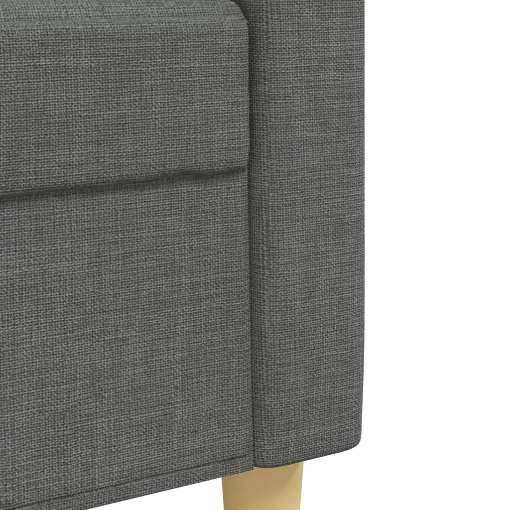 Set Divani 3 pz con Poggiapiedi e Cuscini Grigio Scuro Tessuto