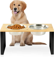 Ciotola per cani elevata - Rassen medio grandi - Disco in acciaio inossidabile doppio - 900ml - Montaggio semplice.