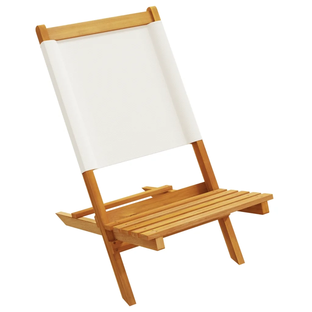 Sedie da Giardino Pieghevoli 4pz Bianco Crema Tessuto e Legno 3214637