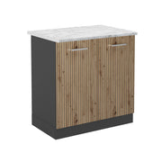 Vicco Mobile lavello cucina Rovere artigianale 80 cm , PL Marmo