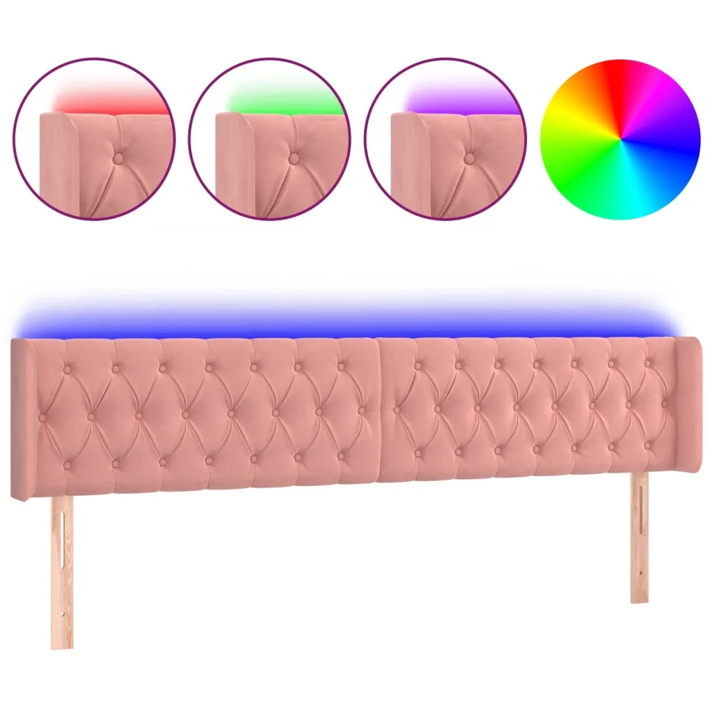 Testiera a LED Rosa 203x16x78/88 cm in Velluto 3123643