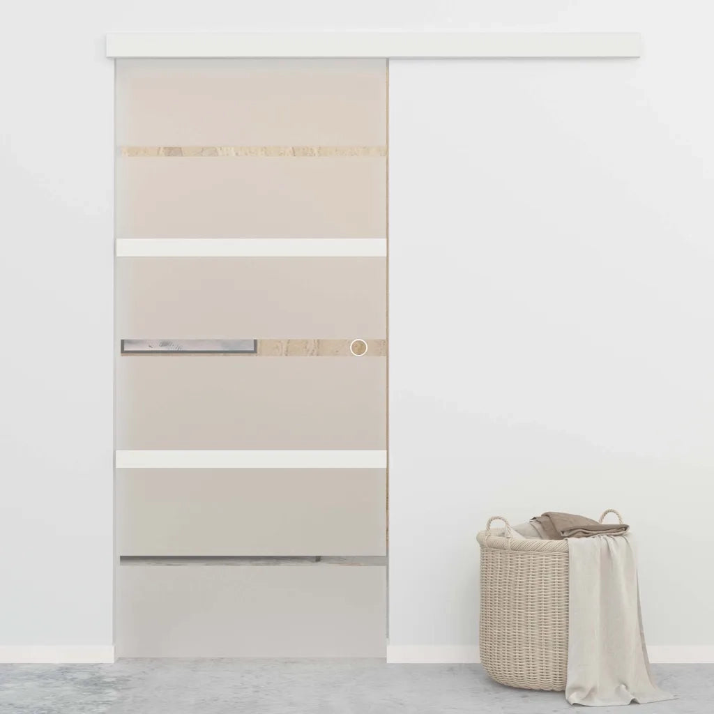 Porta Scorrevole con Fermi in Vetro ESG e Alluminio 90x205 cmcod mxl 127391