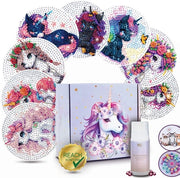 Pittura a Diamanti Kit di Sostegno per 8 pezzi con kit di protezione aggiuntiva - Pittura a Diamanti Sostegno Unicornio con Scatola - Set DIY per Adulti