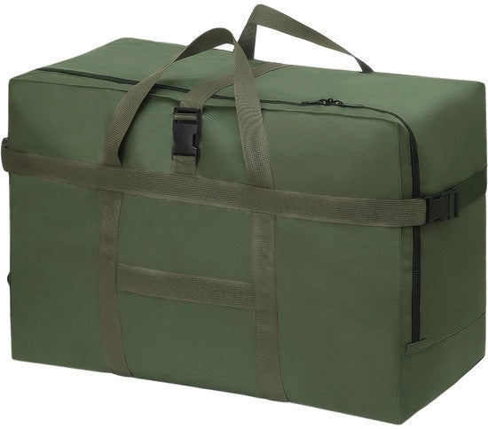 Borsa da viaggio extra grande, leggera e pieghevole con cinghia portafoglio, zaino impermeabile, per sport, spostamenti e uso quotidiano, per uomo e donna, Verde, 70*35*48cm, NEE