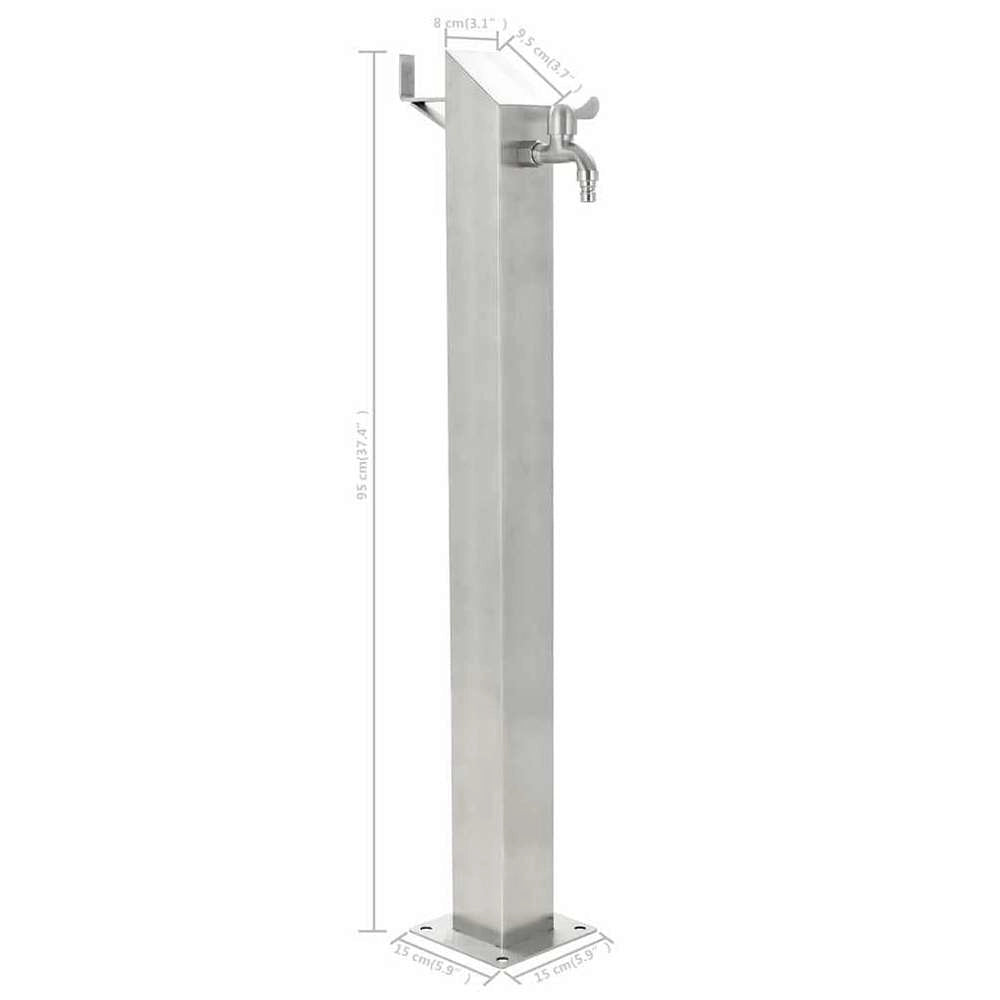 Garden Water Column, Stainless Steel, Square, 95 Cm