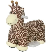 Giraffa cavalcabile, alimentazione a batteria, rivestimento lavabile, pedali, ruote silenziose, musica, 1,5-5 anni, Marrone