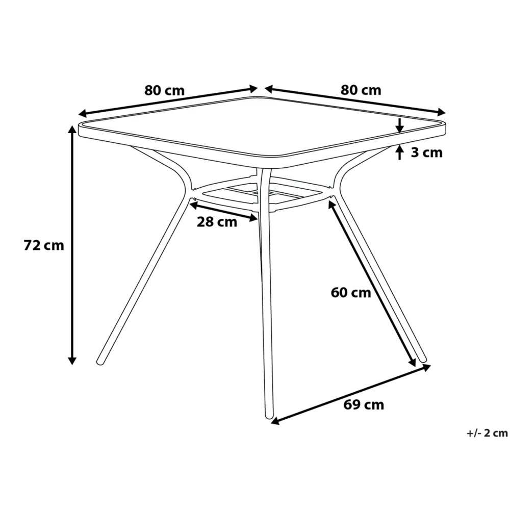 Tavolo da pranzo per esterno in acciaio Nero 80 x 80 cm da giardino moderno