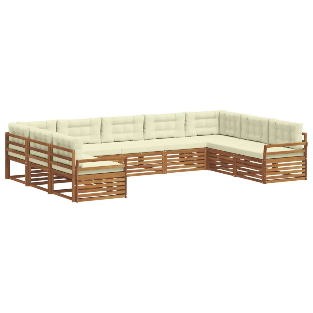 Set di divani da esterno con cuscino 9 pcs Naturale e Crema