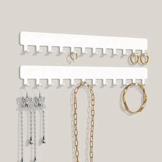Set di 2 ganci a catena bianchi | Supporto per gioielli senza fori | Display camera da letto/ boutique