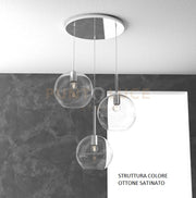 SOSP. OTTONE SAT. TONDA 3 LUCI VETRI TUTTI GRANDE TRASPARENTE 1155OS-S3 TG-TR