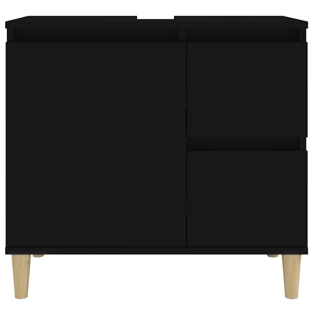 Armadietto da Bagno Nero 65x33x60 cm in Legno Multistrato 819821