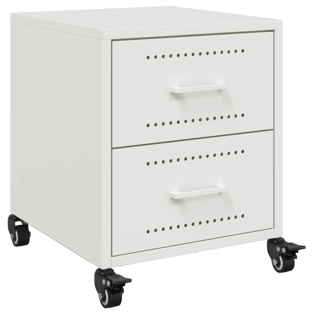 Comodino | Armadio da Notte | Mobiletto da notte Bianco 36x39x43,5 cm in Acciaio