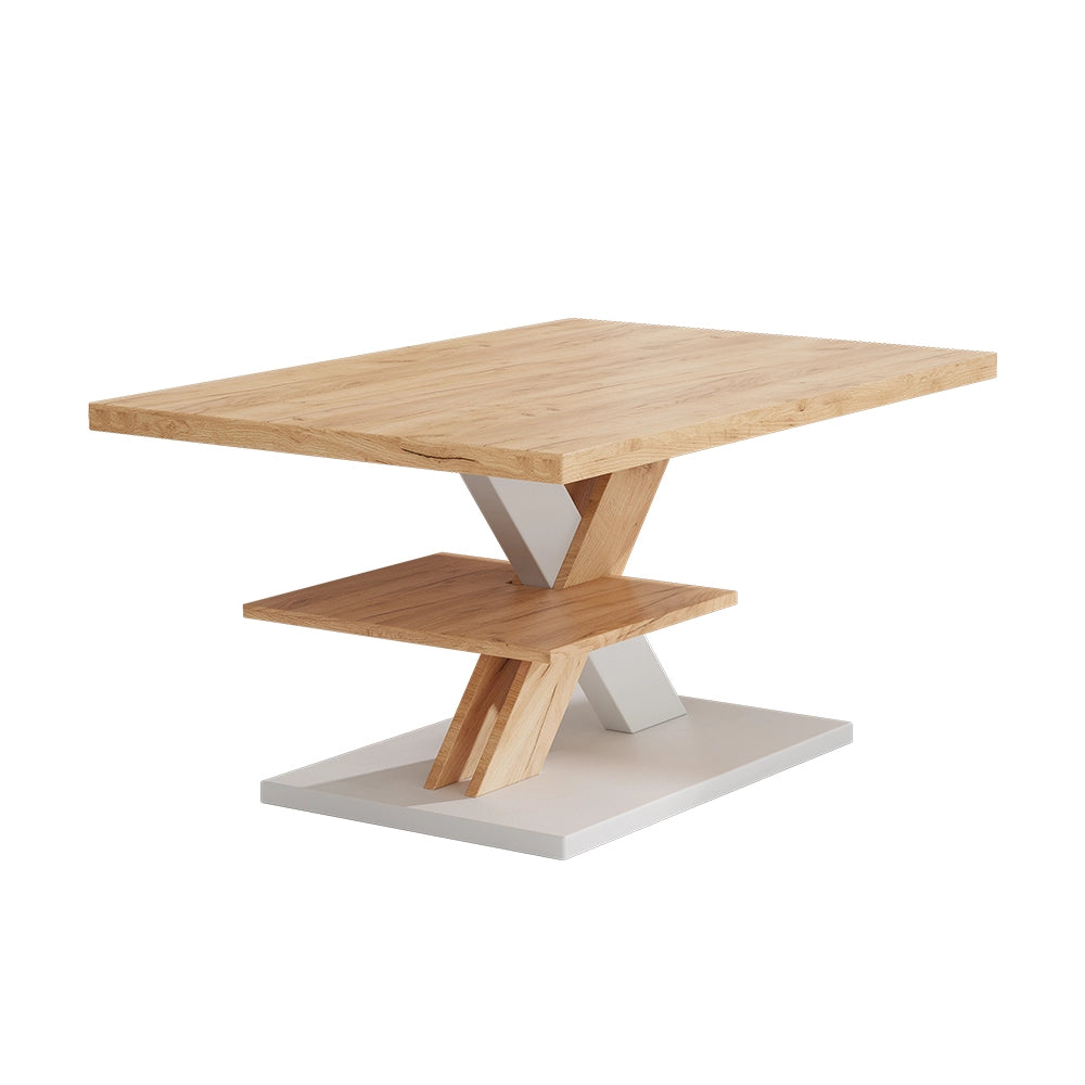 Vicco Tavolino da salotto Quercia/bianco 90 x 60 cm con ripiano