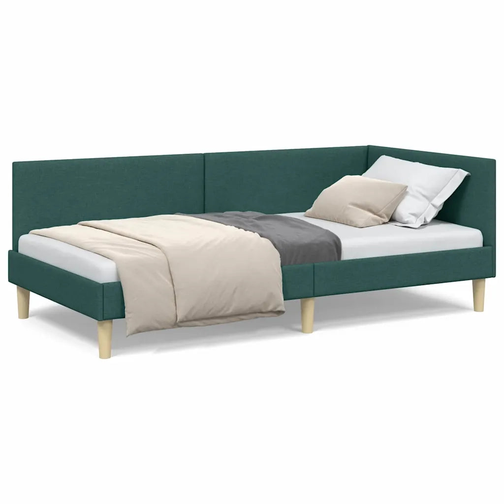 vidaXL Cornice del letto ad angolo Altro Verde scuro 90 x 200 cm