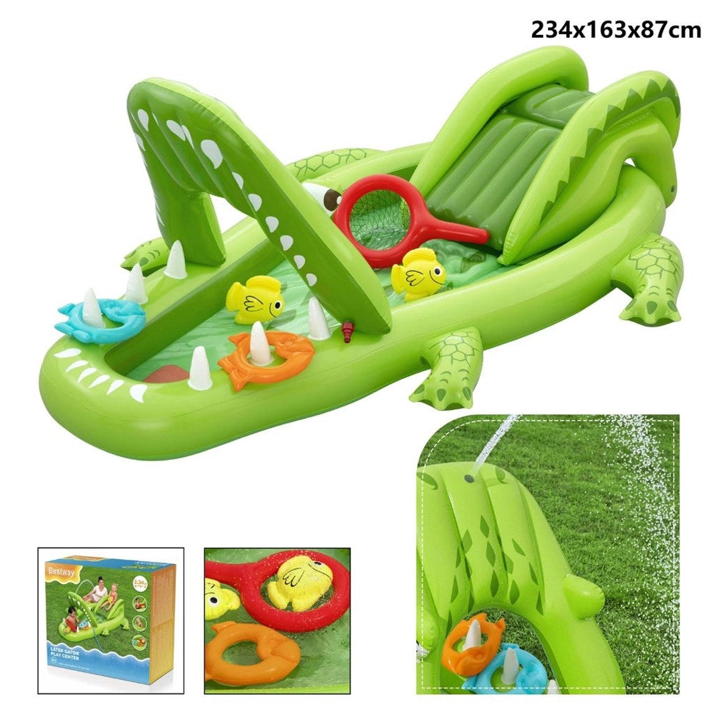 Trade Shop - Centro Giochi Acquatico Gonfiabile Piscina A Forma Di Coccodrillo 234x163x87cm 53169 -