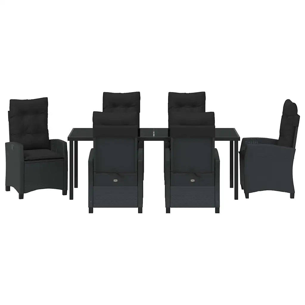 Set da Pranzo per Giardino con cuscino 7 pcs Nero polyrattan 3380377