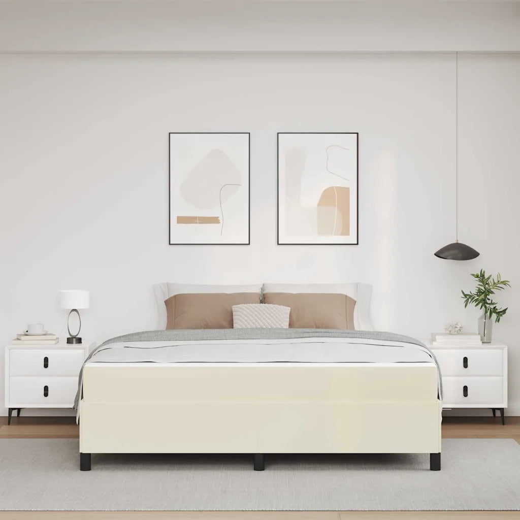 Struttura del letto con materasso Crema 180 x 200 cm Tessuto