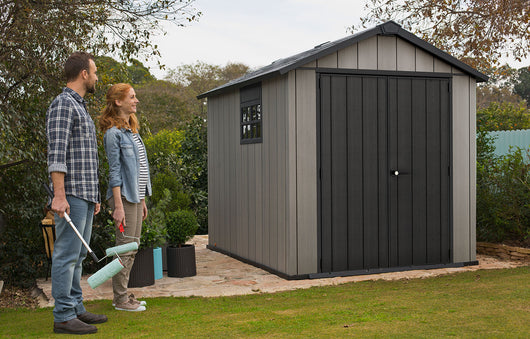 Casetta da Giardino 229x287x242 cm Keter Oakland 759 Duotech Effetto Legno Spazzolato Grigio