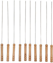 Spiedini per BBQ in Legno 10 pz - Manico in Legno - Spiedini in Acciaio Inossidabile - Spiedini per BBQ Riciclabili - Leggeri - Ideali per Barbecue all'Aperto - Spiedini per BBQ per Barbecue