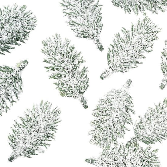 Dennentakken besneeuwd - 65 cm - 55 pezzi - dennentakken con neve decorativa per decorazione della croce di Natale
