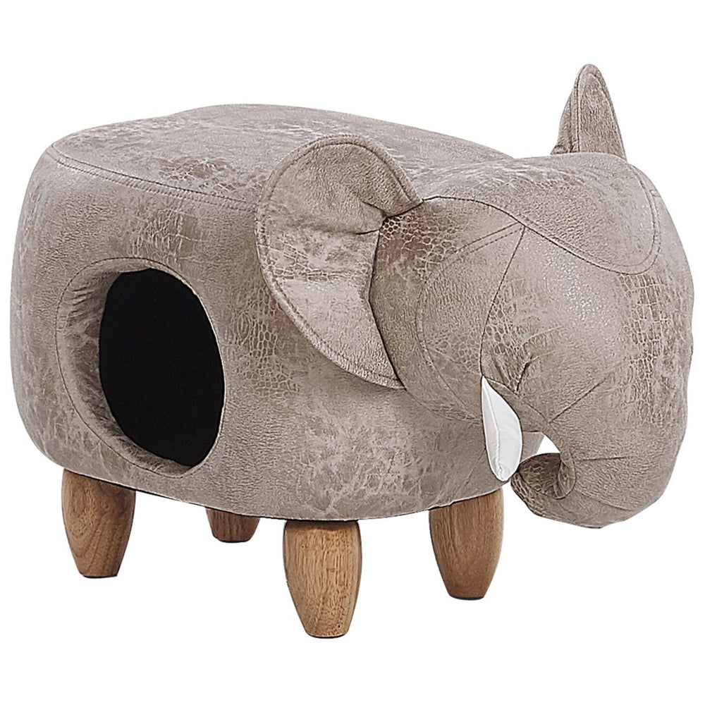 Pouf animaletto Sgabello per bambini Poggiapiedi in tessuto grigio simile a un elefante con comodino per la cameretta dei bambini